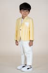 Buy_Little Boys Closet_Yellow Linen Striped Blazer And Pant Set _Online_at_Aza_Fashions