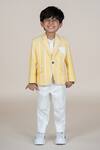 Shop_Little Boys Closet_Yellow Linen Striped Blazer And Pant Set _at_Aza_Fashions