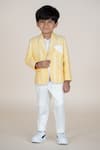 Buy_Little Boys Closet_Yellow Linen Striped Blazer And Pant Set _at_Aza_Fashions