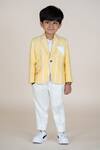 Shop_Little Boys Closet_Yellow Linen Striped Blazer And Pant Set _Online_at_Aza_Fashions