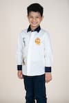 Little Boys Closet_White Cotton Satin Embroidery Designer Boys' Shirt _Online_at_Aza_Fashions