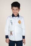 Buy_Little Boys Closet_White Cotton Satin Embroidery Designer Boys' Shirt _Online_at_Aza_Fashions