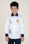 Shop_Little Boys Closet_White Cotton Satin Embroidery Designer Boys' Shirt _Online_at_Aza_Fashions