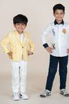 Shop_Little Boys Closet_White Cotton Satin Embroidery Designer Boys' Shirt _at_Aza_Fashions