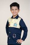 Shop_Little Boys Closet_Blue Cotton Satin Embroidery And Yellow Designer Shirt _Online_at_Aza_Fashions