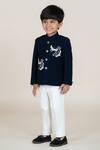 Shop_Little Boys Closet_Black Polyester Embroidery Designer Bandhgala And Pant Set _at_Aza_Fashions