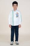 Buy_Little Boys Closet_White Cotton Satin Embroidery Shirt With Bear _at_Aza_Fashions