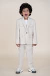 Shop_Little Boys Closet_Beige Linen Striped Blazer And Pant Set _at_Aza_Fashions