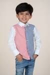 Shop_Little Boys Closet_Red Cotton Satin Striped Designer Shirt For Boys _at_Aza_Fashions