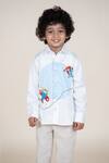 Buy_Little Boys Closet_White Cotton Satin Embroidery Designer Shirt _Online_at_Aza_Fashions