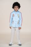 Buy_Little Boys Closet_Blue Cotton Satin Embroidery Designer Shirt _at_Aza_Fashions