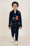 Buy_Little Boys Closet_Blue Cotton Embroidery Designer Blazer And Pant Set _at_Aza_Fashions
