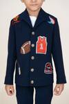 Shop_Little Boys Closet_Blue Cotton Embroidery Designer Blazer And Pant Set _Online_at_Aza_Fashions
