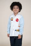 Shop_Little Boys Closet_White Cotton Satin Embroidery Boys Designer Shirt _Online_at_Aza_Fashions