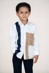Little Boys Closet_White Cotton Satin Designer Shirt _Online_at_Aza_Fashions