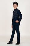 Buy_Little Boys Closet_Blue Satin Embroidery Designer Bandhgala And Pant Set _Online_at_Aza_Fashions