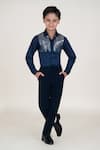 Buy_Little Boys Closet_Blue Cotton Satin Designer Shirt _at_Aza_Fashions
