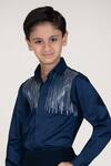 Buy_Little Boys Closet_Blue Cotton Satin Designer Shirt _Online_at_Aza_Fashions