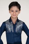 Shop_Little Boys Closet_Blue Cotton Satin Designer Shirt _Online_at_Aza_Fashions