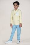 Shop_Little Boys Closet_Yellow Linen Striped Blazer And Pant Set _at_Aza_Fashions