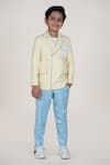 Little Boys Closet_Yellow Linen Striped Blazer And Pant Set _Online_at_Aza_Fashions