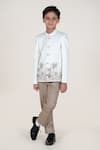 Shop_Little Boys Closet_White Embroidery Bandhgala And Pant Set _at_Aza_Fashions