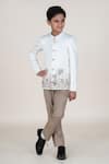 Buy_Little Boys Closet_White Embroidery Bandhgala And Pant Set _at_Aza_Fashions