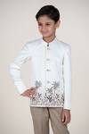 Little Boys Closet_White Embroidery Bandhgala And Pant Set _at_Aza_Fashions