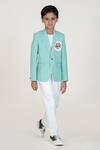 Buy_Little Boys Closet_Green Cotton Embroidery Striped Boys Blazer And Pant Set _at_Aza_Fashions