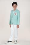 Shop_Little Boys Closet_Green Cotton Embroidery Striped Boys Blazer And Pant Set _at_Aza_Fashions
