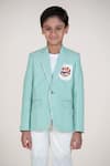 Little Boys Closet_Green Cotton Embroidery Striped Boys Blazer And Pant Set _Online_at_Aza_Fashions