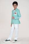 Little Boys Closet_Green Cotton Embroidery Striped Boys Blazer And Pant Set _at_Aza_Fashions