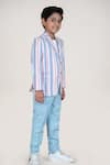 Little Boys Closet_Blue Linen Striped Blazer And Pant Set _Online_at_Aza_Fashions