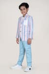 Shop_Little Boys Closet_Blue Linen Striped Blazer And Pant Set _Online_at_Aza_Fashions