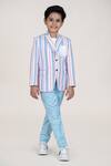 Buy_Little Boys Closet_Blue Linen Striped Blazer And Pant Set _at_Aza_Fashions