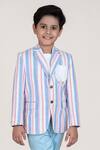 Little Boys Closet_Blue Linen Striped Blazer And Pant Set _at_Aza_Fashions