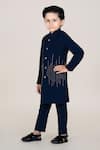 Little Boys Closet_Blue Metallic Thread Designer Sherwani And Pant Set _Online_at_Aza_Fashions