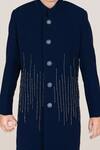 Buy_Little Boys Closet_Blue Metallic Thread Designer Sherwani And Pant Set _Online_at_Aza_Fashions