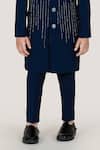 Shop_Little Boys Closet_Blue Metallic Thread Designer Sherwani And Pant Set _Online_at_Aza_Fashions