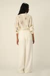 Shop_Payal Pratap_Ivory Embroidery Collared Eglantyne Panelled Shirt _at_Aza_Fashions