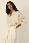 Buy_Payal Pratap_Ivory Embroidery Collared Eglantyne Panelled Shirt _Online_at_Aza_Fashions