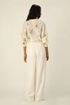 Shop_Payal Pratap_Ivory Linen Canina Belted Wide Leg Pants _at_Aza_Fashions