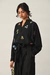 Payal Pratap_Black Cotton Setigara Wide Leg Pants _at_Aza_Fashions