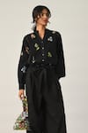 Buy_Payal Pratap_Black Cotton Setigara Wide Leg Pants 