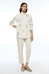 Buy_Payal Pratap_Ivory Handloom Cotton Embroidery Collared Cross Stitch Shirt _at_Aza_Fashions