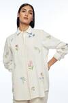 Shop_Payal Pratap_Ivory Handloom Cotton Embroidery Collared Cross Stitch Shirt _Online_at_Aza_Fashions