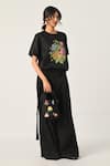 Buy_Payal Pratap_Black Linen Embroidery Round Neck Top _Online_at_Aza_Fashions