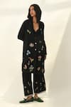 Buy_Payal Pratap_Black Linen Embroidery Notched Neck Carmagnole Jacket _Online_at_Aza_Fashions