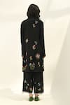 Shop_Payal Pratap_Black Linen Embroidery Notched Neck Carmagnole Jacket _at_Aza_Fashions