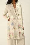 Shop_Payal Pratap_Beige Linen Embroidery Collared Jacket _Online_at_Aza_Fashions